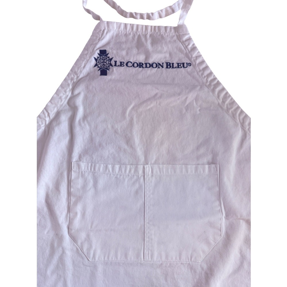 Le Cordon Bleu Chef Apron White Cotton Embroidered Logo Culinary School